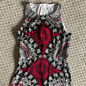 London Times maxi dress magenta/white/black with geometric shapes